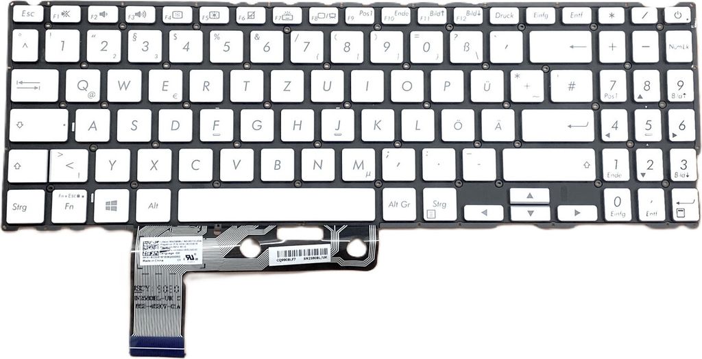 DEUTSCHE - Tastatur Silber mit Beleuchtung kompatibel für Asus ZenBook 15 UX533FD-A9028T
