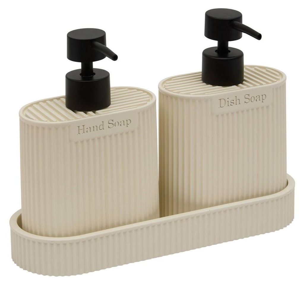 Seifenspender „terra“, oval, 375 ml, beige - 5 five simply Produktbild 