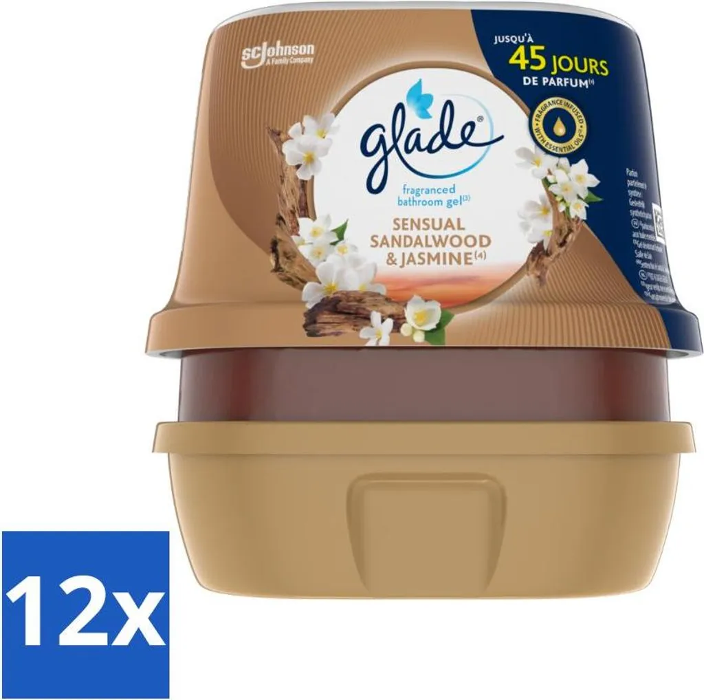 Éliminez les Odeurs avec le Gel Glade Salle de Bain Santal 12x180g