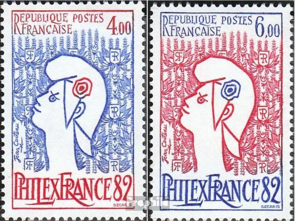 Briefmarken Frankreich 1982 Mi 2343-2344 (kompl.Ausg.) postfrisch PHILEX FRANCE 82