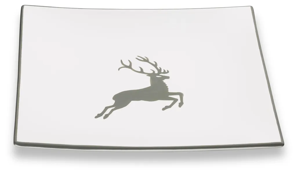 Assiette à dessert artisanale Grauer Hirsch Trend décor cerf gris