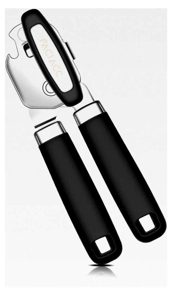 Manueller Dosenöffner, 3-in-1 Sicherheits-Edelstahl Deckelöffner mit rutschfestem Griff und ergonomischem Drehknopf für ältere Menschen, Campin...