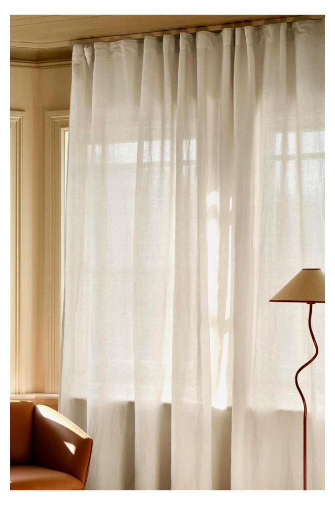LINA Leinen-Mix Extra Breit 270cm Multifunktionsgardine – Halbtransparente Vorhang aus Leinen und Baumwolle (1er Pack) - Naturweiß, 270 x 250cm