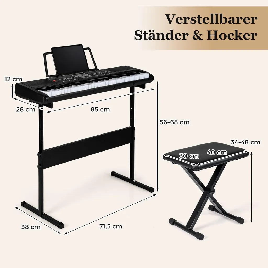 Clavier électronique 61 touches portable avec son stéréo et pied - 2
