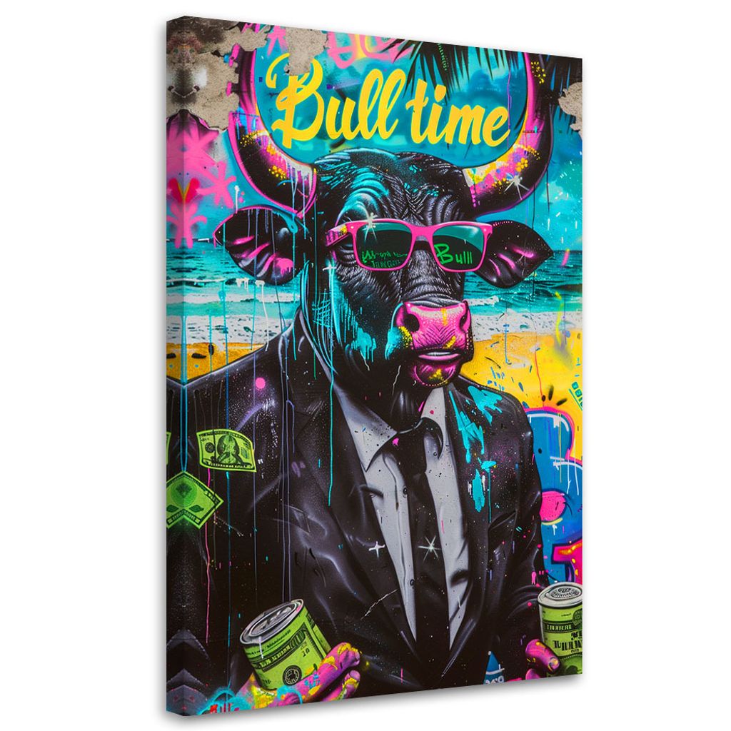 Leinwandbild Bunter Bulle CEO 70x100 Feeby Bunt bild für die wand bereit zum aufhängen