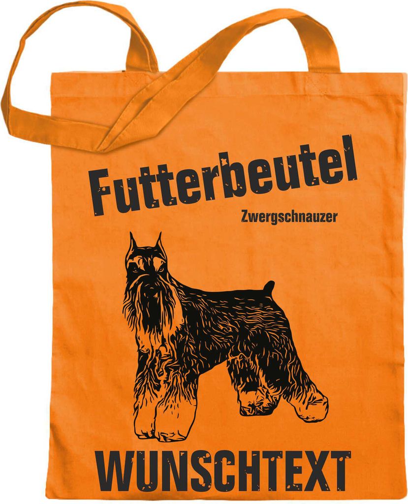 Kiwistar Futterbeutel - Zwergschnauzer - Einkaufsbeutel Wunschtext mit Motiv Hund - Jutebeutel bedruckt - Tragetasche Stoffbeutel Umhängetasche La...