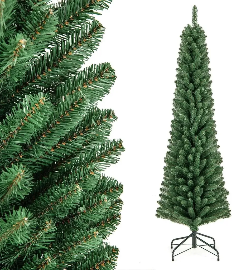 Grand Sapin Artificiel Étroit Vert 180cm - Arbre de Noël Gain de Place