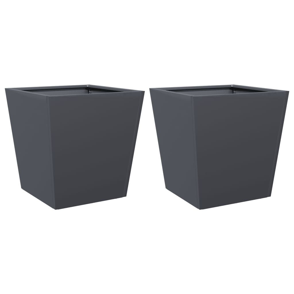vidaXL Fioriera 2 pz. Antracite 40x40x40 Acciaio Immagine del prodotto 
