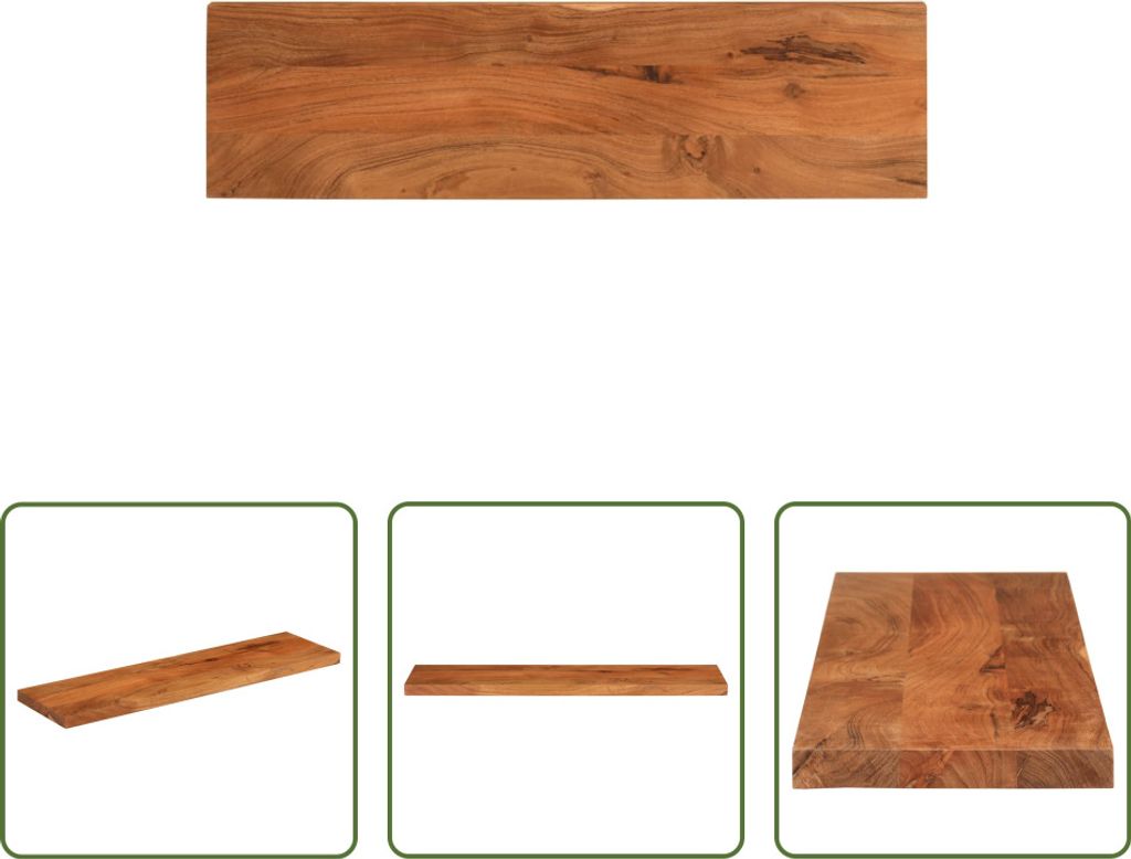 The Living Store Tischplatte 100x20x3,8 cm Rechteckig Massivholz Akazie