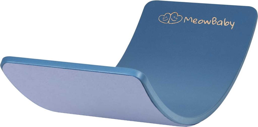 MeowBaby Balancierbrett aus Holz für Kinder Montessori Balance Board 80x30cm mit Filz blau mit filz hellblau