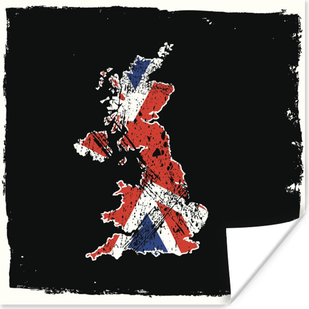 MuchoWow Poster Illustration der britischen Flagge in Form des Vereinigten Königreichs 100x100 cm - Babyzimmer