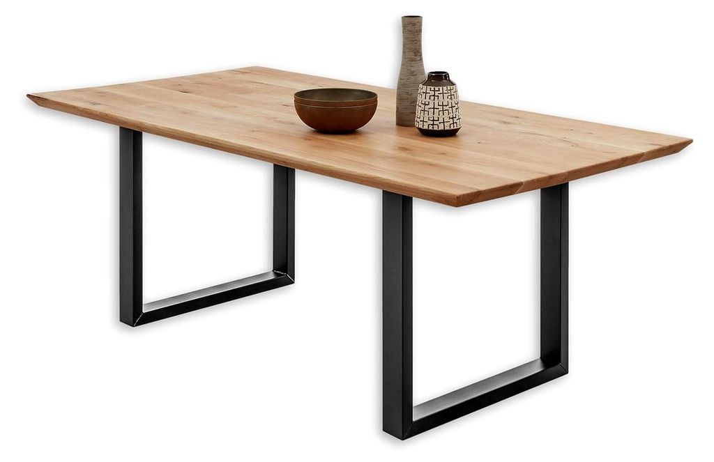 Esstisch BENNET BIG aus massivem Eichenholz - Esszimmertisch mit Metallgestell - 220 x 74 x 100 cm (B/H/T)