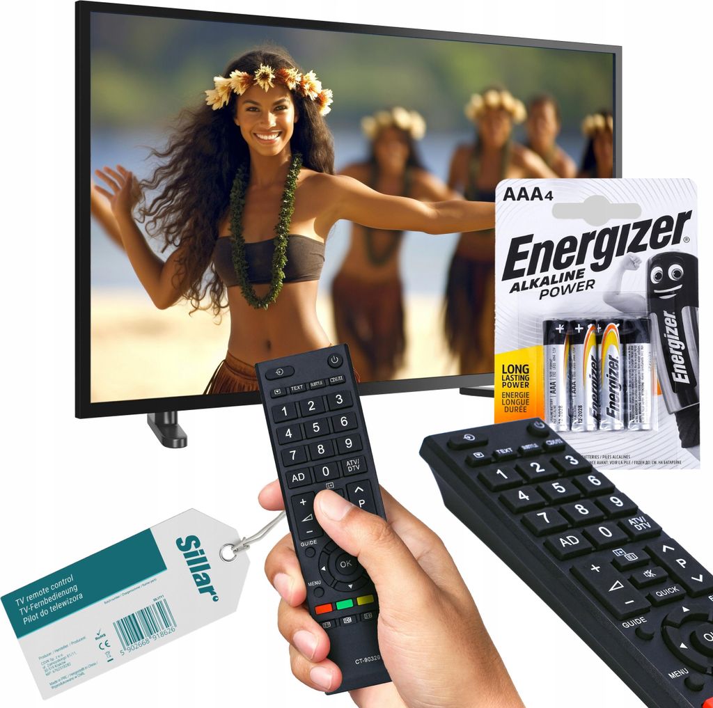 Universal-Ersatzfernbedienung Ct-90326 für Toshiba-Fernseher + 4 AAA-Batterien