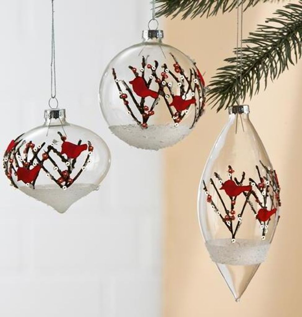 Gilde 1 x Glas Baumkugel Bird Weihnachtsartikel 24972 (Form wählen)