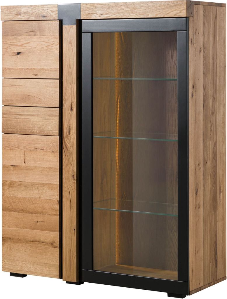 MASSIVMOEBEL24 Highboard Eiche 110x45x144 natur geölt ROTTERDAM #100