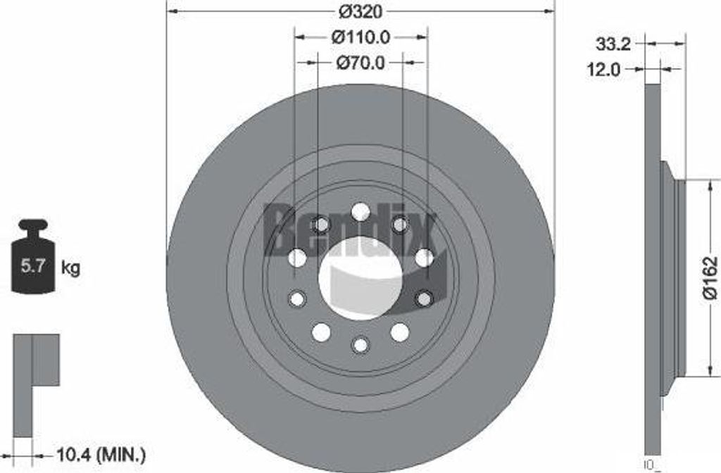 BENDIX Braking BDS2245 Bremsscheibe OE 04779886AC kompatibel mit Cherokee