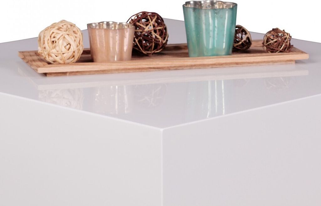 FineBuy Couchtisch MONOBLOC Holztisch Weiß 60 cm Produktbild 6