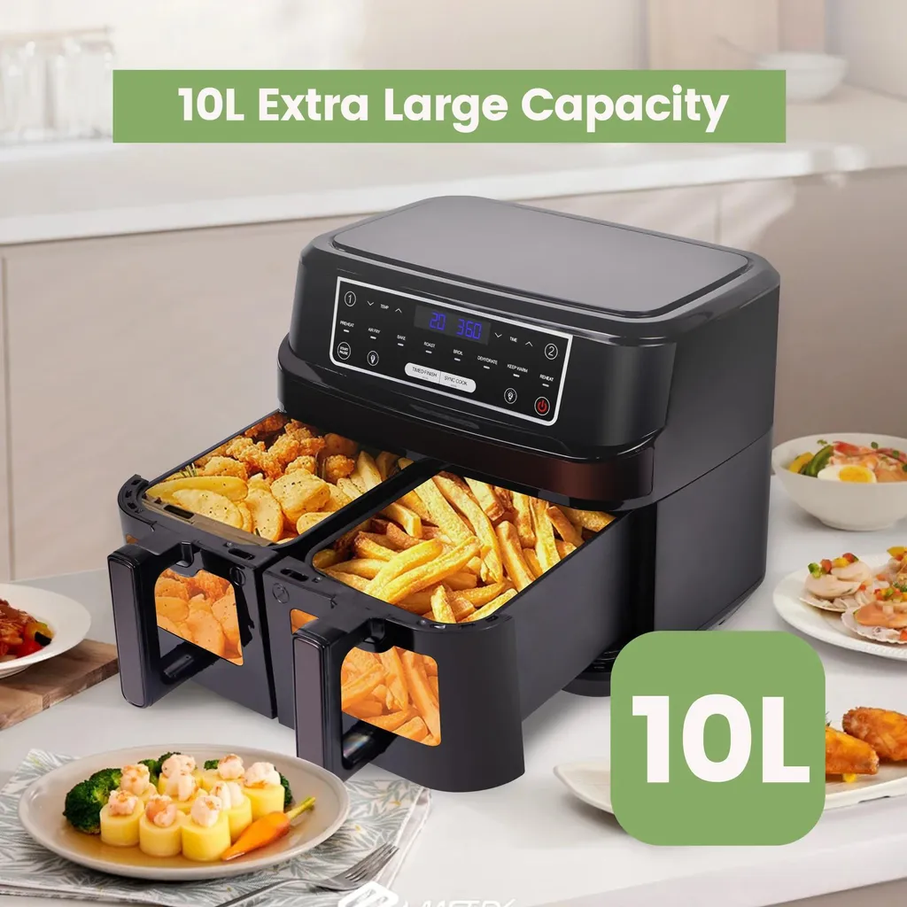 Friteuse sans huile Airfryer KDF-5512DTW 10L à double tiroir 2000W