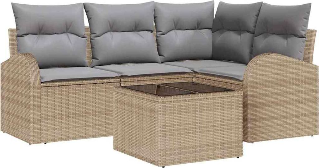 vidaXL Gartensofa-set Beige Poly-Rattan