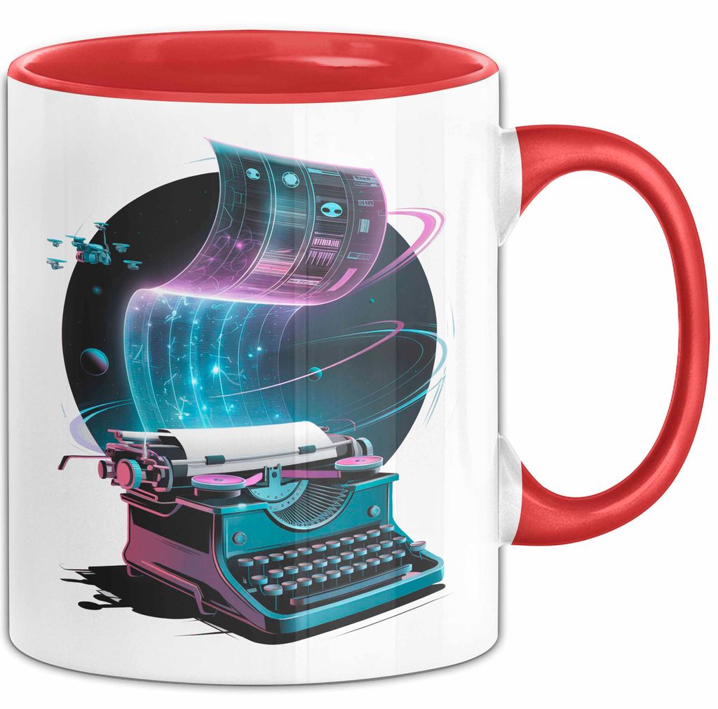 Sci Fi Autor Tasse Geschenkidee für Zukunftswelten (Rot)