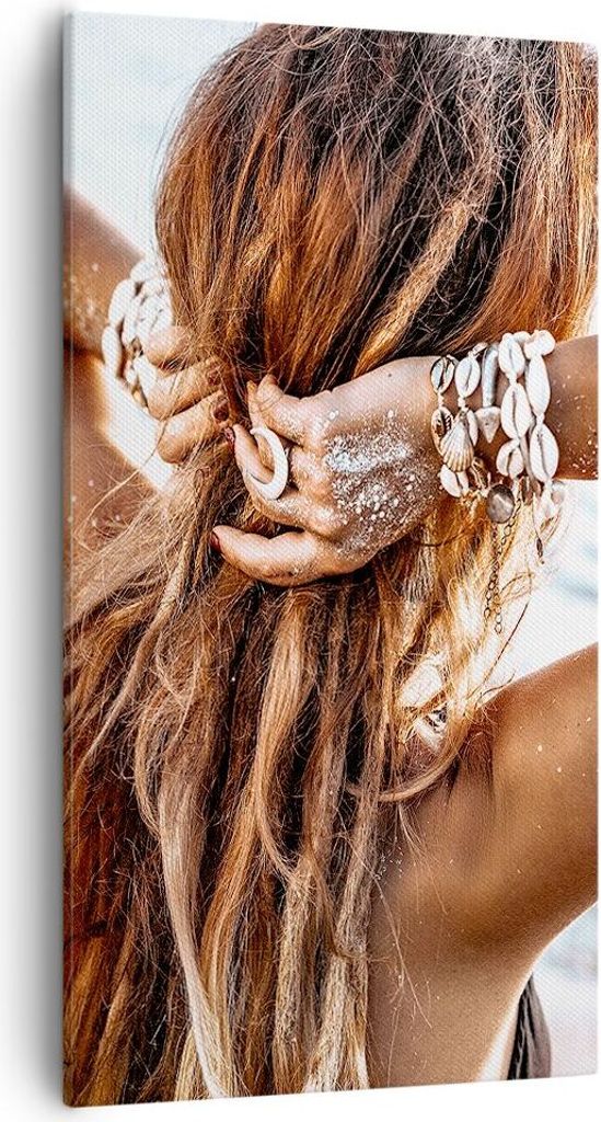 Bild auf Leinwand - Leinwandbild - Einteilig - Haare Frau Strand - 55x100cm - Wand Bild - Wanddeko - Wandbilder - Leinwanddruck - Bilder - Wanddeko...