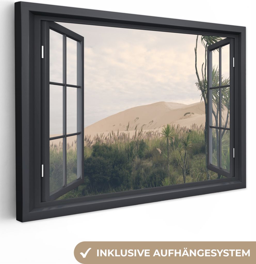 OneMillionCanvasses - Leinwandbilder - 150x100 cm, Ansicht - Düne - Grün, Wandbilder Kunstdruck Wanddekoration