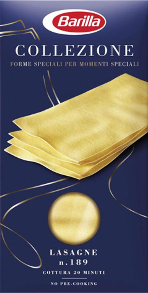 A box of Barilla Lasagne pasta.