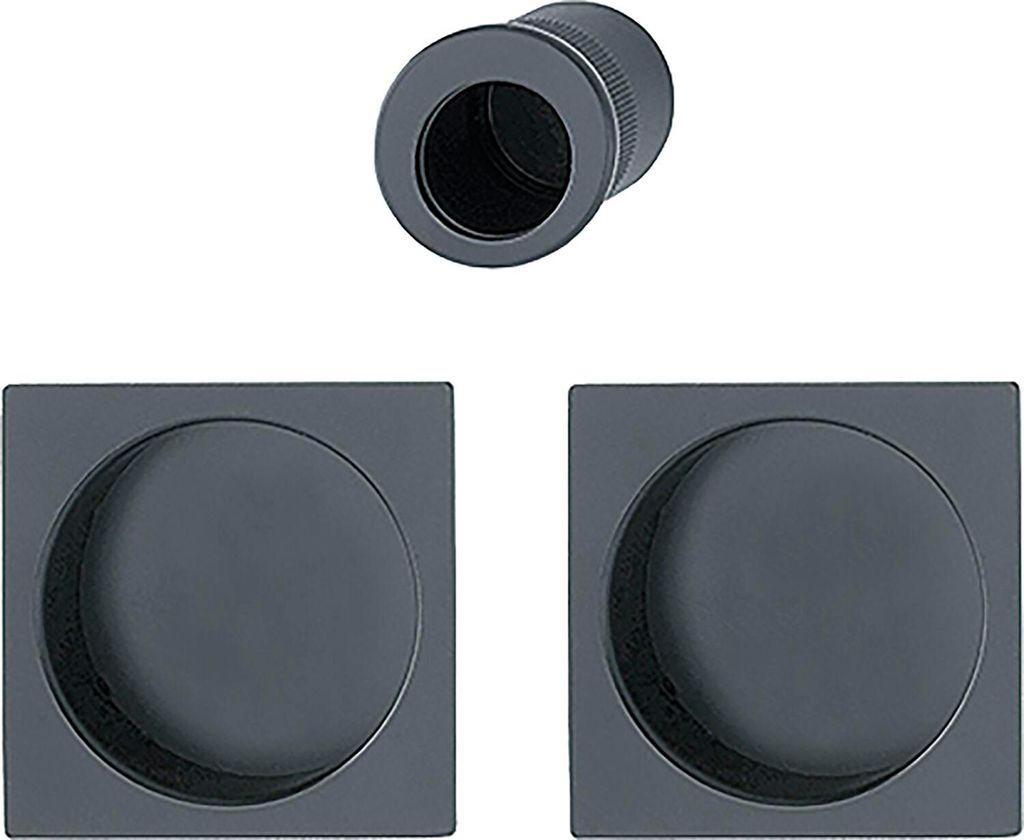 HOPPE Schiebetürmuschel Set 4921 - BL, eckige Rosette, Aluminium schwarz matt