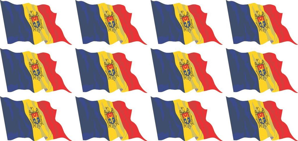 Mini Aufkleber Set - Pack wehend - 50x31mm - selbstklebender Sticker - Moldavien - Flagge / Banner / Standarte fürs Auto, Büro, zu Hause und die ...