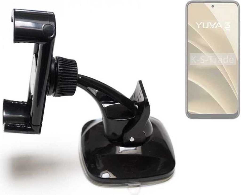 K-S-Trade kompakte Handy-Halterung Windschutzscheibe kompatibel mit Lava Yuva 3 Pro Armaturenbrett schwarz Autohalterung KFZ Halter Scheiben-Halterung