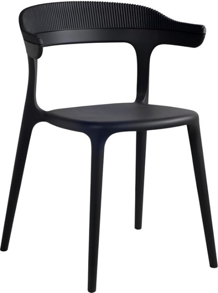 PAPATYA 1er-Set Luna-Stripe Kunststoffstuhl - Eleganter Designstuhl, 200 kg Belastbarkeit, Ideal für Wohnzimmer, Terrasse & Büro (Schwarz)