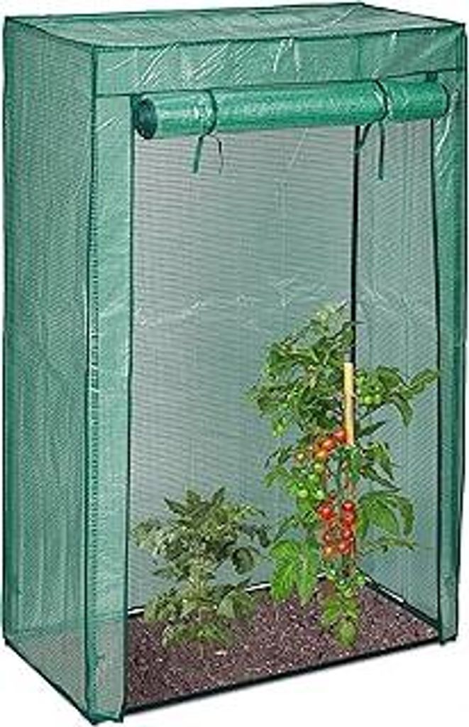 Tomatengewächshaus, Garten & Balkon, Foliengewächshaus Tomaten, HBT: 150x100x50 cm, Stahl & PE-Folie, grün