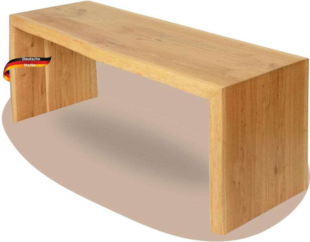 DELUKE Holzbank Sitzbank EGON - Eiche Massiv mit Baumkante | Eichenbank Esszimmer Flur Garderobe Schlafzimmer |120x40x45cm