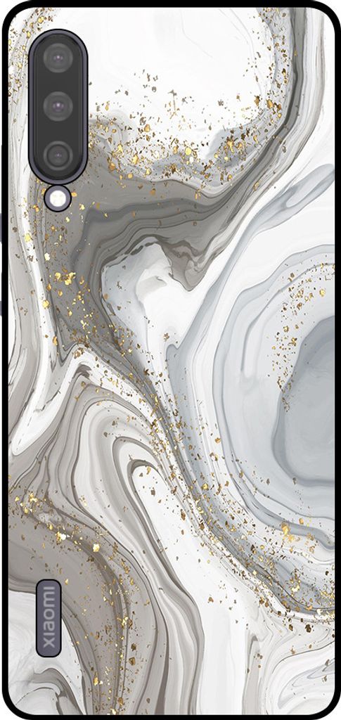 Smartphonica Handytasche geeignet für Xiaomi Mi A3 mit Marmordruck - TPU zurück Abdeckung Fall Marmor Design - Silber