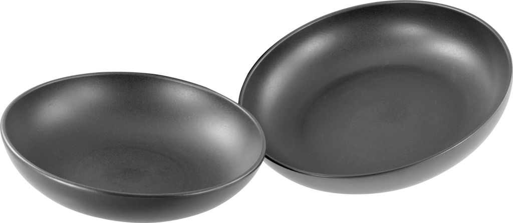 CreaTable, 24061, Uno Black, Servierschalen 2-tlg, Steinzeug