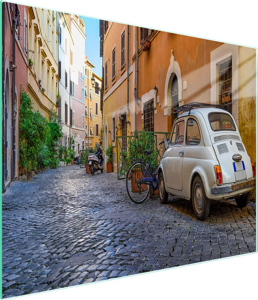 Tagliere in Vetro 52x30 Auto Epoca: Coprifornelli Induzione Design Vintage