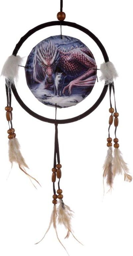 Traumfänger Lisa Parker Drache & Wolf Ø 16cm Puckator Federn Holzperlen