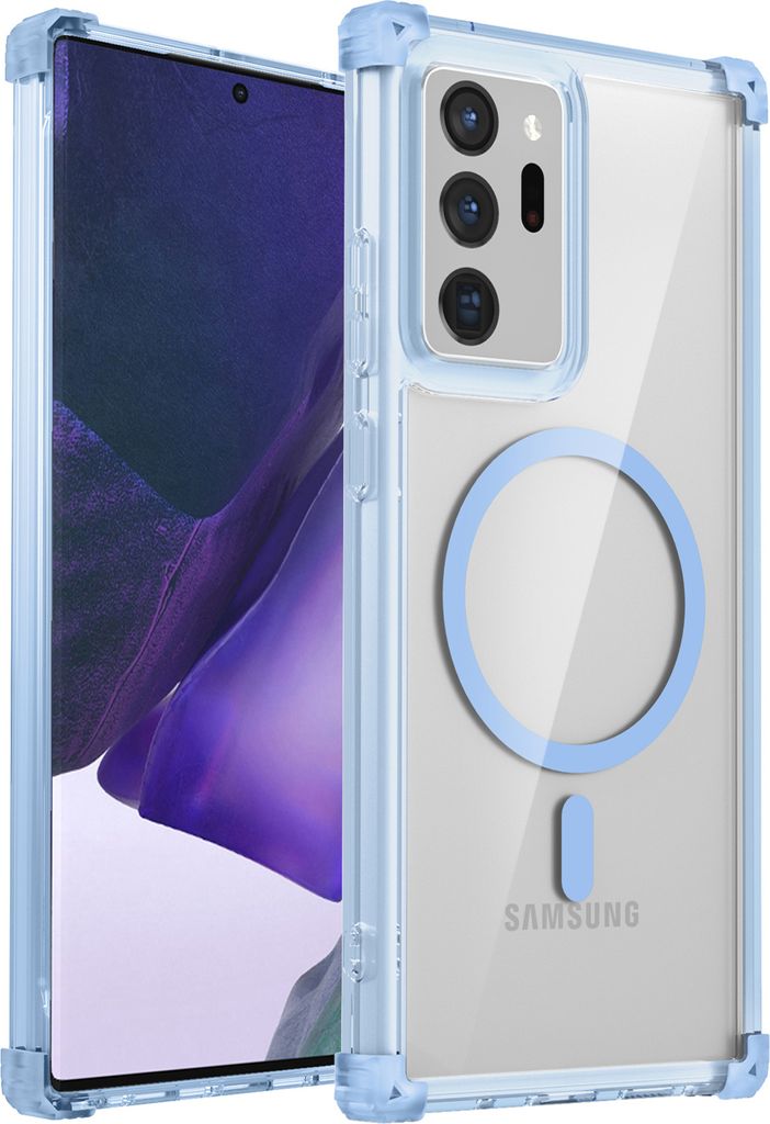 Magnetisch Hülle für Samsung Galaxy Note 20 Ultra 5G Kompatibel mit Magsafe Stoßfest Militärschutz Transparente Handyhülle Blau