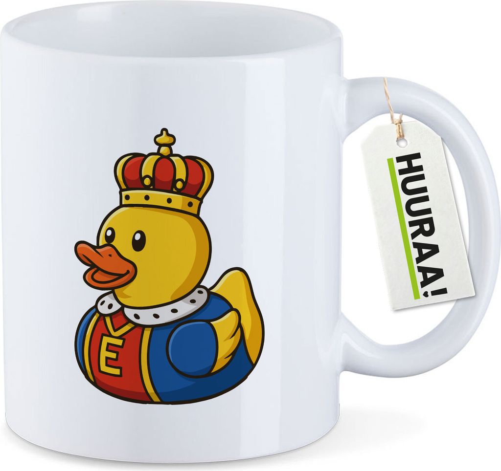 Huuraa Kaffeetasse Quietscheente König Gummiente King 330ml Weiß Keramik Kaffeebecher Geschenkidee