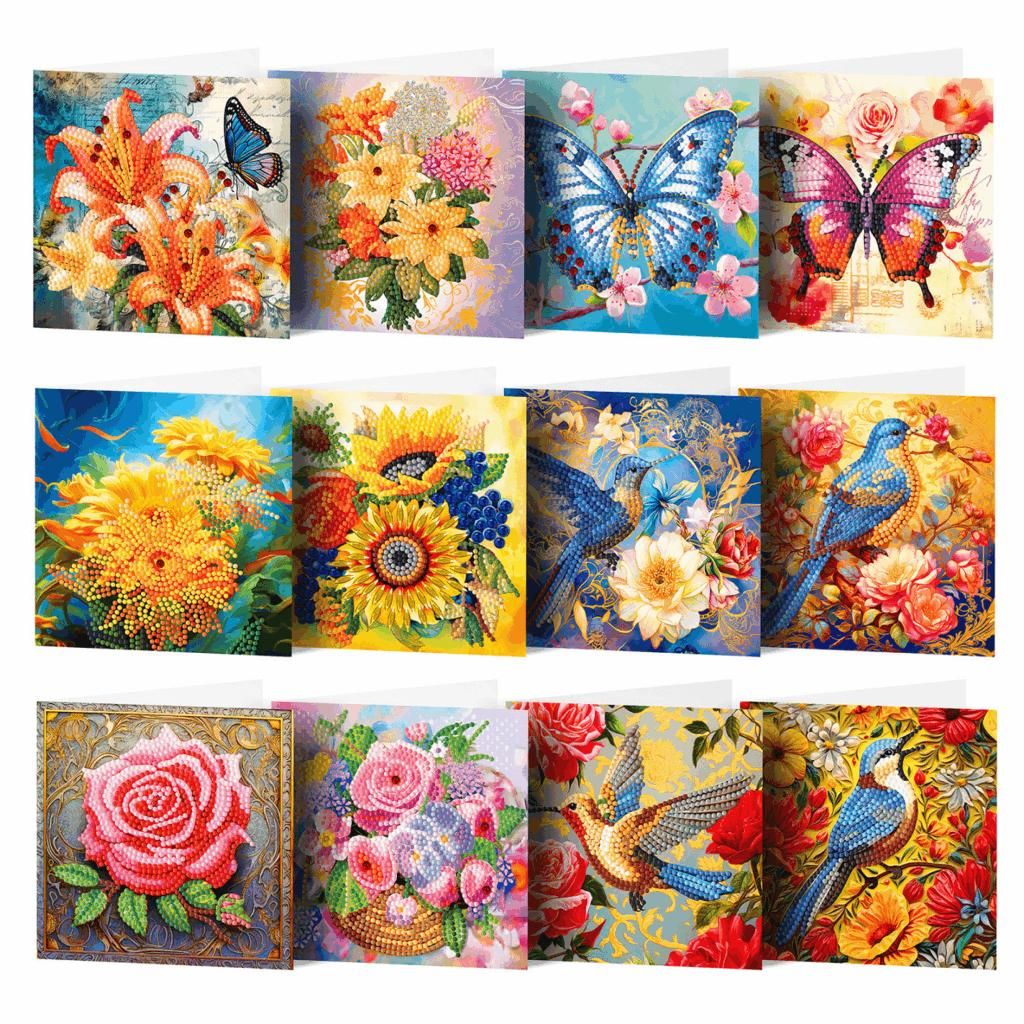 Adorzy Diamond Painting Kaarten – 12 Wenskaarten met Productafbeelding 