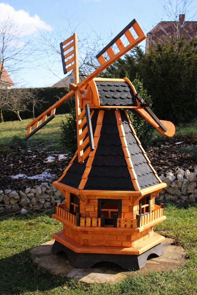 XL dřevěná zahradní větrná mlýn 130 cm – holandský design s Obrázek produktu 