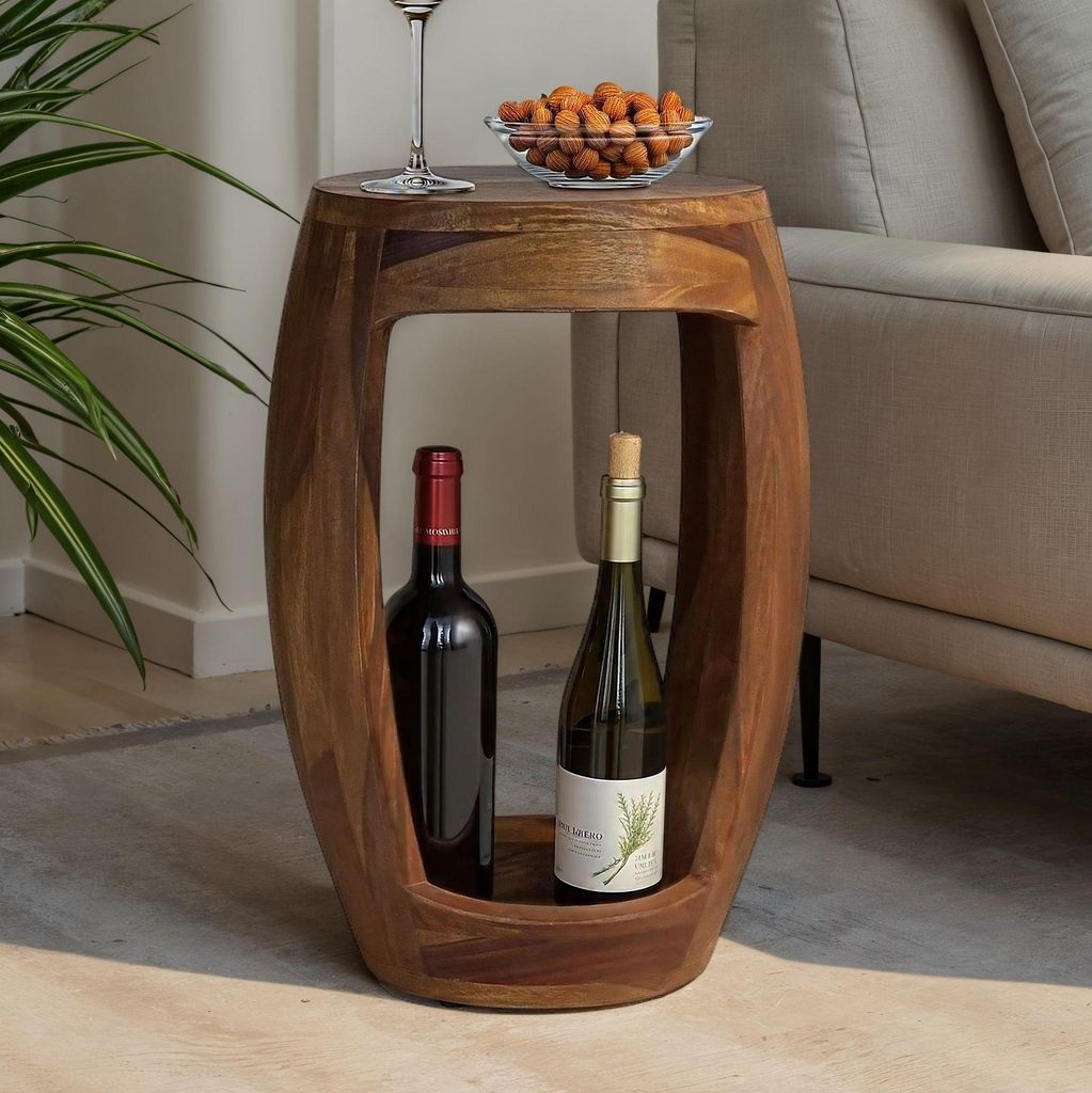 WOHNLING Beistelltisch Sheesham Massivholz rund 30cm · Produktbild 