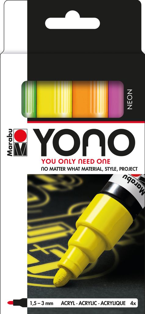 Marabu YONO Marker set NEON, Grün, Orange, Pink, Gelb, Produktbild 