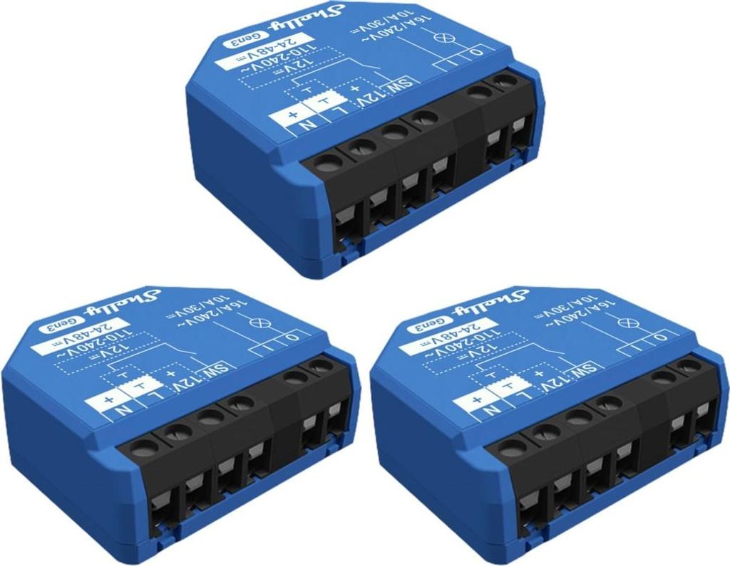 Shelly 1 Gen3 - 3 Pack | WLAN Smart-Schalter-Relais mit Trockenkontakt | Lichtschalter | Hausautomation | Kompatibel mit Alexa & Google Home | iOS ...