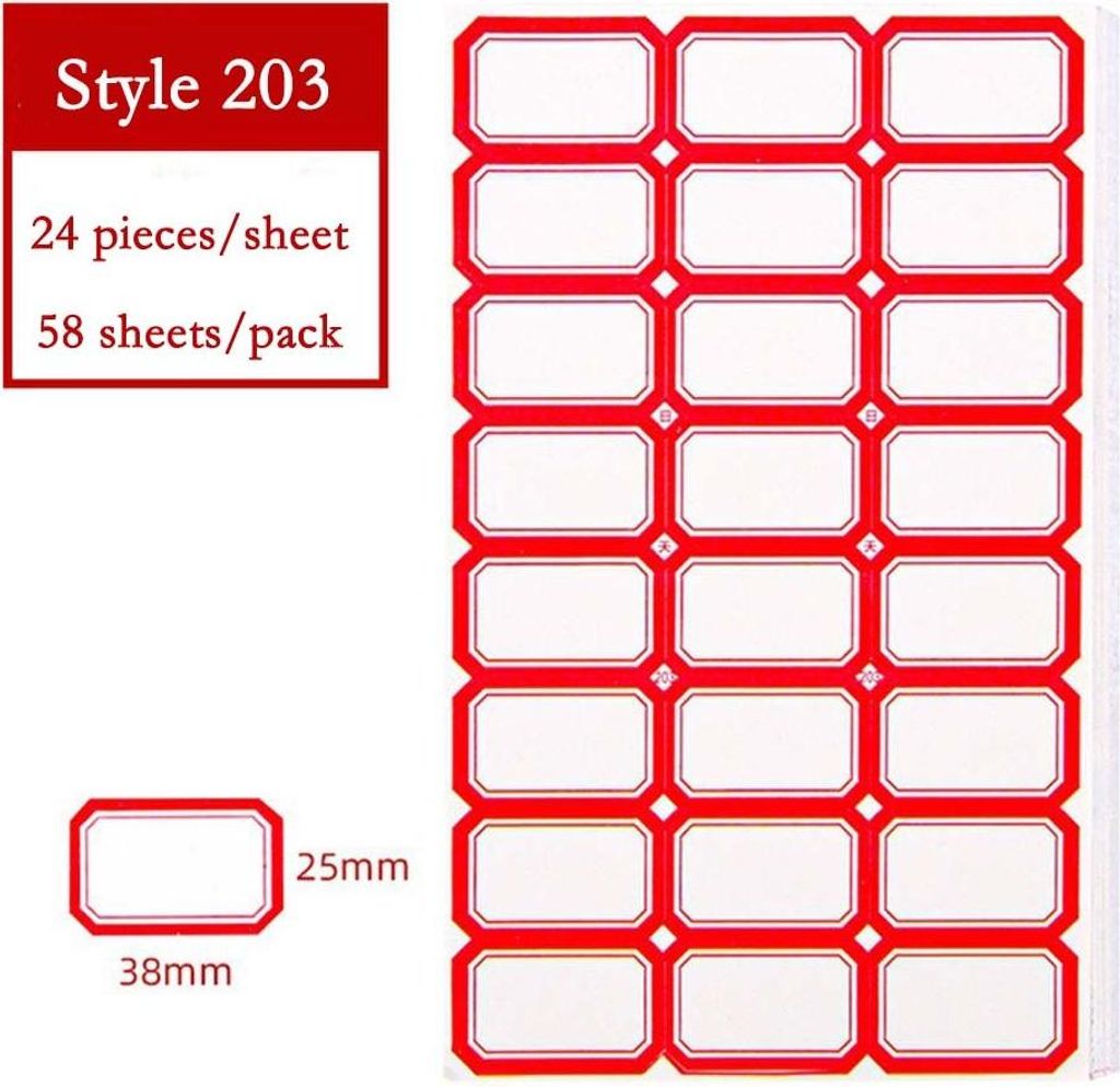 INF 38x25mm Selbstklebeetiketten - 58 Blatt Rote Blanko Aufkleber für Büro
