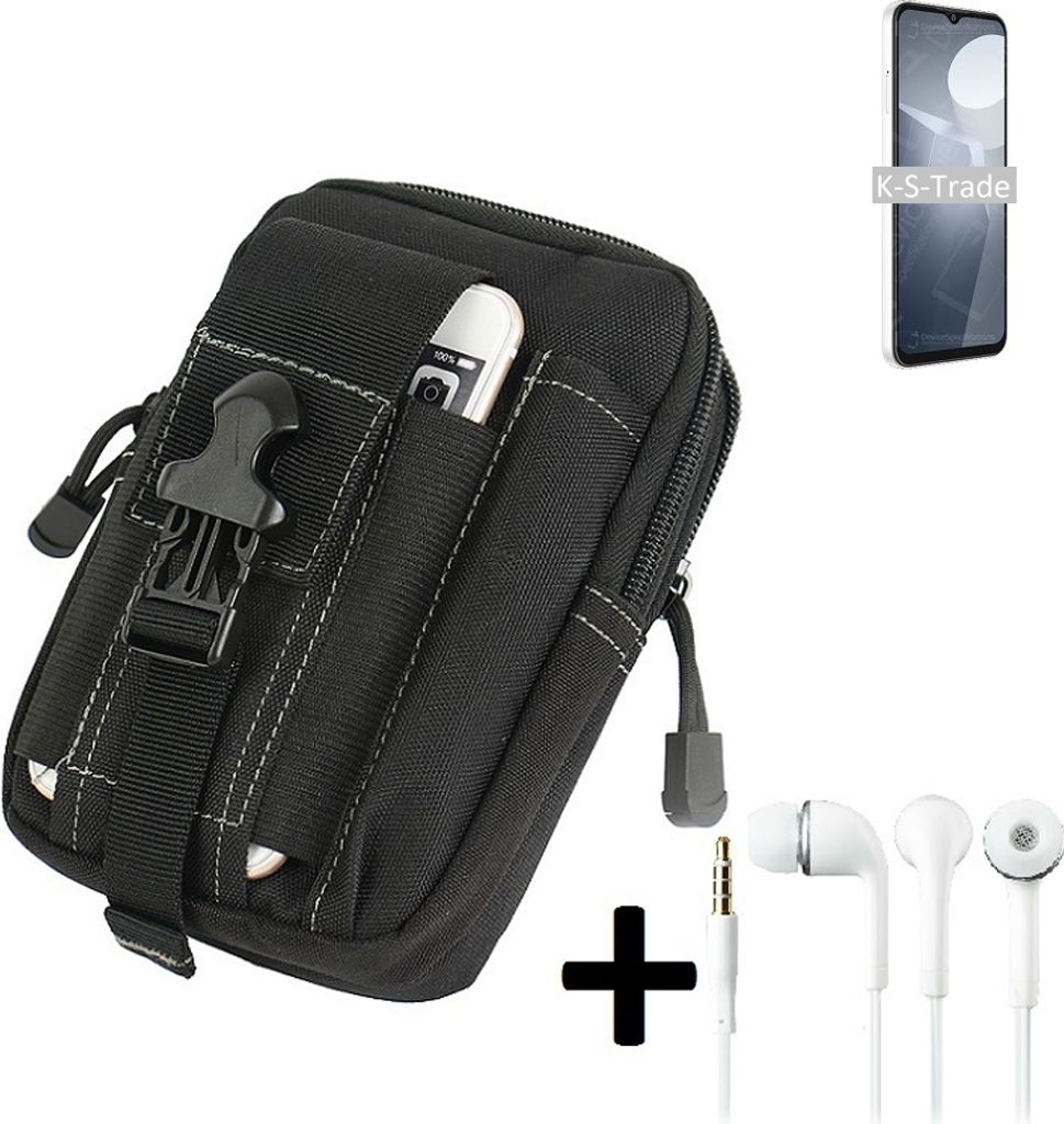 K-S-Trade Gürteltache + Kopfhörer kompatibel mit Coolpad Cool 20 Gürtel Tasche Holster Schutz Hülle Handy Hülle schwarz inkl. Extrafächer