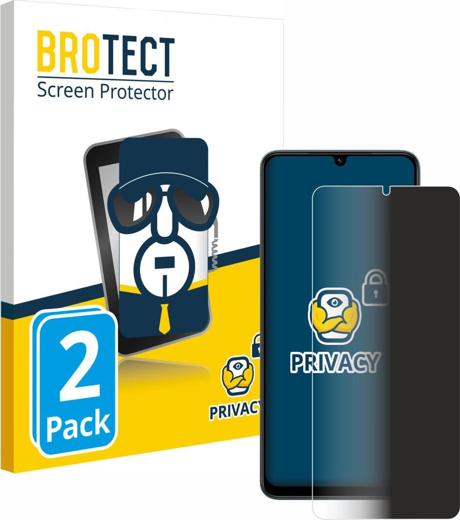 2x BROTECT Sichtschutzfolie für Vivo Y19s GT Anti-Spy Privacy Sichtschutz Blickschutz Folie Blaulicht-Schutz