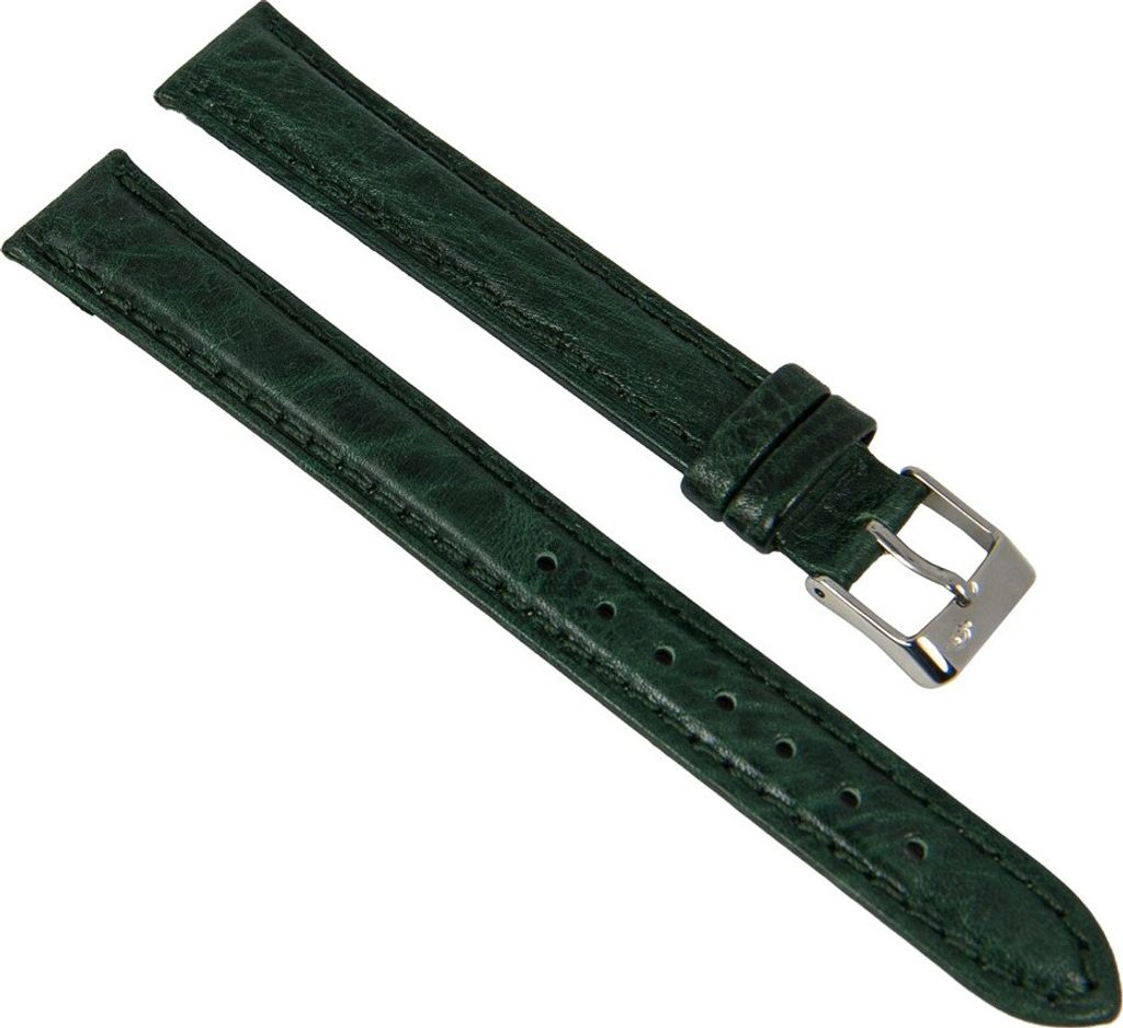Uhrenarmband XL echt Bisonleder genarbt grün Minott 27730, Stegbreite:16mm, Schließe:Silbern