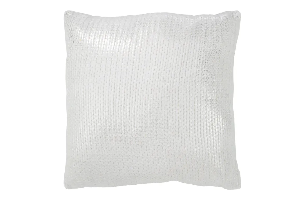 Coussin Métallisé Argent 45x45x10 cm J-Line avec Finition Brillante Chic