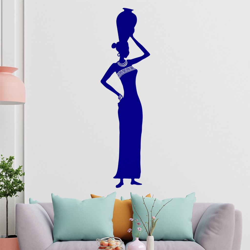 KIWISTAR Afrikanerin Topfträger Wandtattoo in 6 Größen - Wandaufkleber Wall Sticker - Dekoration, Küche, Wohnzimmer, Schlafzimmer, Badezimmer